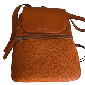 Calvin Klein Orange Leather Backpack